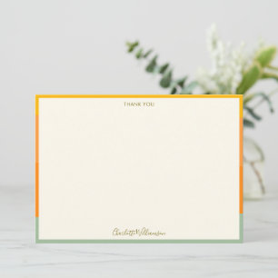 Sage Orange Fall Border Script Name Personalised Thank You Card