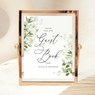 Sage Organic Greenery Guest Book Wedding Table Pedestal Sign