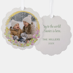 Sage Original Watercolor Christmas Photo Ornament