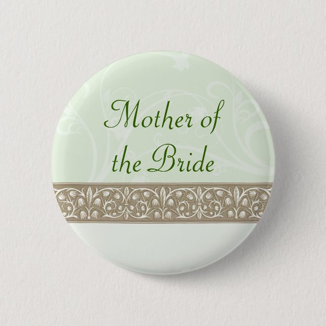 Sage Ornamental Frieze Bridal Party Button (Front)
