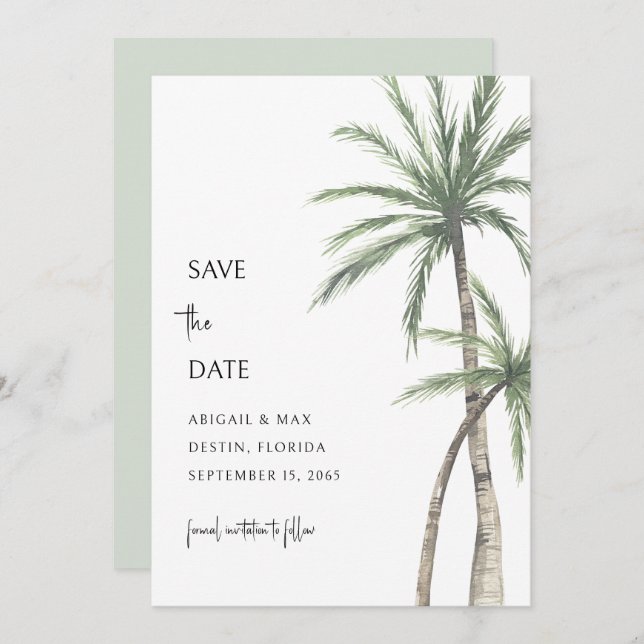 Sage Palm Tree Destination Save the Date (Front/Back)