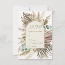  Sage Pampas Grass RSVP Card | Rustic Boho Wedding