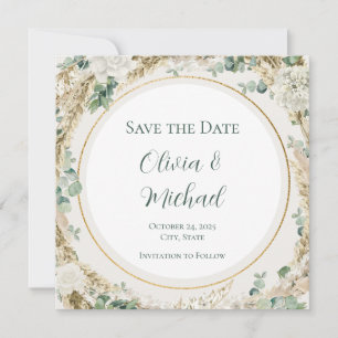 Sage Pampas Grass Save the Date Customisable