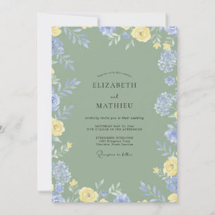 Sage Periwinkle Wildflower Wedding Invitation