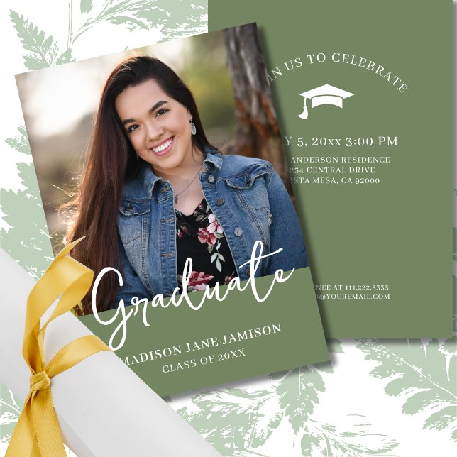 Sage Photo Graduation Party Invitation (Creator Uploaded)