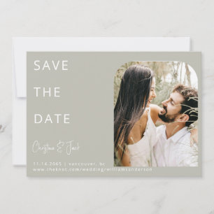 Sage Photo Modern Arch Wedding Save the Date  Invitation