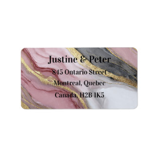Sage Pink And Gold Agate Marble Label