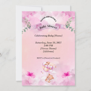Sage Pink Baby Shower Invitation