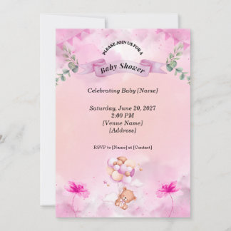 Sage Pink Baby Shower Invitation