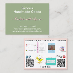 Sage Pink Business Photos QR Codes 3.5 x 2.5 Card