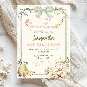 Sage Pink Farmer's Market Let's Par Tea Birthday Invitation