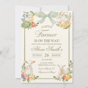 Sage Pink Farmers Market Little Farmer Baby Shower Invitation
