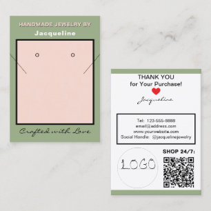 Sage Pink Necklace Earrings Logo Website QR Code Business Card