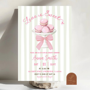 Sage Pink Stripe Macaroon Bridal Shower Invitation