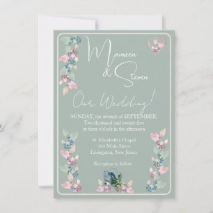 Sage, Pink, & White Hues Floral Wedding Invitation