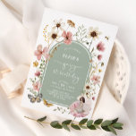 Sage Pink Wildflower Fairy 1st Birthday Party Invitation<br><div class="desc">Inspired by the beloved fairy tale character "Thumbelina, " a sweet little fairy takes centre stage on this invitation. With her dainty wings and petite frame, she captures the essence of innocence and wonder that defines childhood. The exquisite floral display of boho wildflowers in soft shades of sage green, blush...</div>
