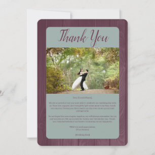Sage Plum Rustic Horseshoe Photo Wedding Thank You Card