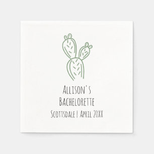 Sage Prickly Pear Cactus Bachelorette Paper Napkin