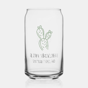 Sage Prickly Pear Cactus Bachelorette Party Favour Can Glass