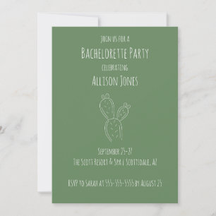 Sage Prickly Pear Cactus Bachelorette Party Invitation