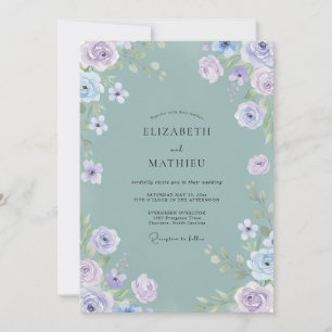 Sage Purple Dreamy Floral Wedding Invitation