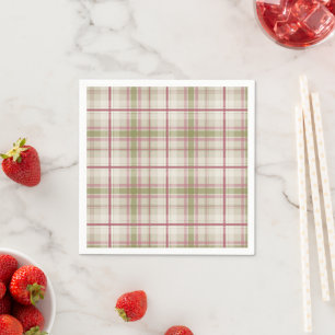 sage raspberry spring plaid napkins