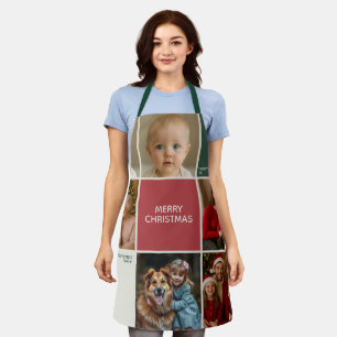 Sage RED Photos collage Christmas new year Apron