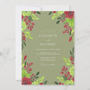Sage Red Vine Wedding Invitation