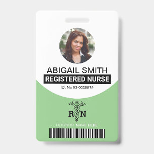 Sage Registered nurse caduceus photo template ID Badge