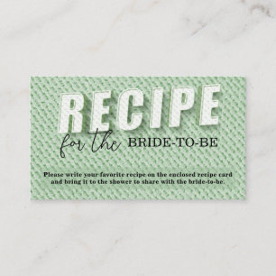 Sage Retro Elegant Recipe For The Bride-To-Be Enclosure Card