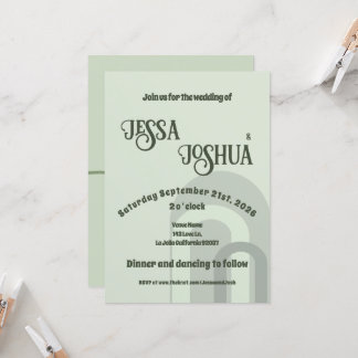Sage Retro Funky Disco Wedding - Bold Modern Fun Invitation