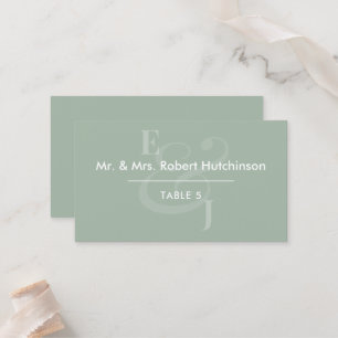 Sage Reverse Ampersand Wedding Table Seating Place Card