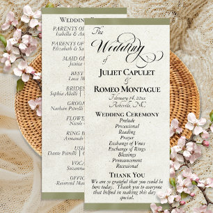 Sage Ribbon Wedding Program Programme