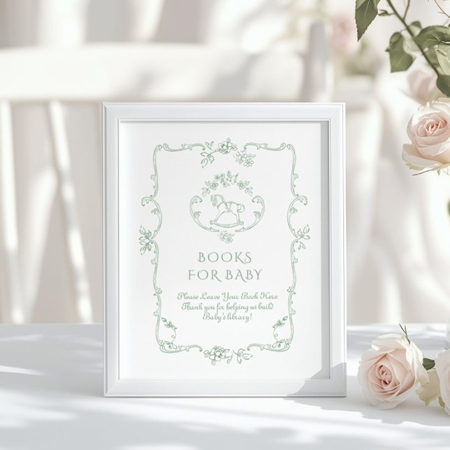 Sage Rocking horse Chinoiserie Books for baby Poster (Creator Uploaded)