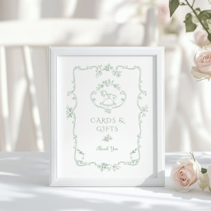 Sage Rocking horse Chinoiserie Cards and gifts Poster