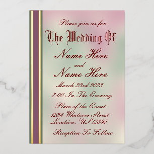 Sage, Rose and Gold Foil Wedding Invitation