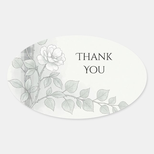 Sage Rose Botanical Wedding Thank You Sticker (Front)