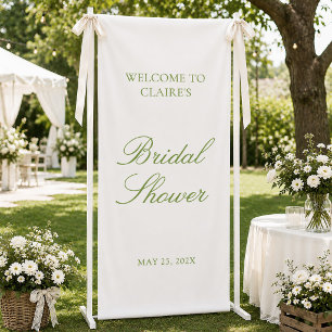 Sage Script Wedding Welcome Bridal Shower Engaged Banner
