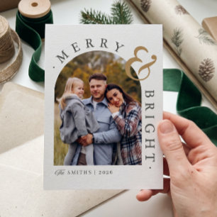 Sage Serenity Merry & Bright Festive Arch Photo Holiday Card