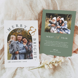 Sage Serenity Merry & Bright Festive Arch Photo Holiday Card