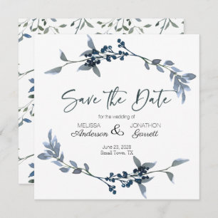Sage Silver Green Elegant Floral Save The Date