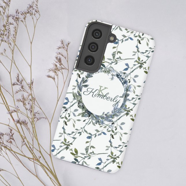 Sage Silver Green Floral Samsung Galaxy S22 Ultra Case (Creator Uploaded)