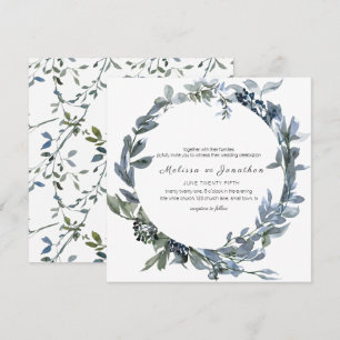 Sage Silver Green Floral Wedding Invitation