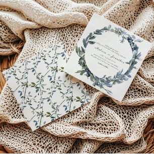 Sage Silver Green Floral Wedding Invitation