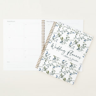 Sage Silver Green Floral Wedding Planner