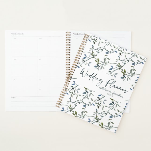 Sage Silver Green Floral Wedding Planner (Display)