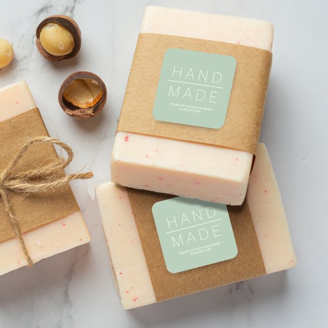 Sage Simple Minimalist Handmade Business Support Square Sticker (Creator Uploaded)