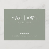 Sage Simple & Sleek Monogram Save the Date