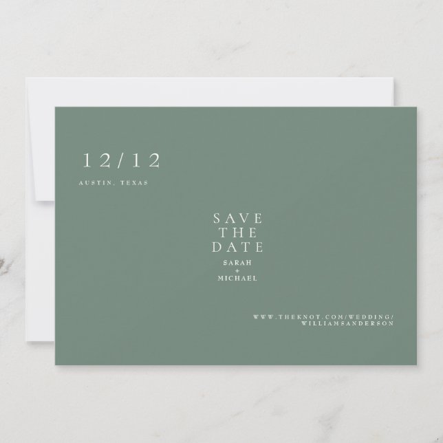 Sage Simple Text Only Wedding Save the Date (Front)