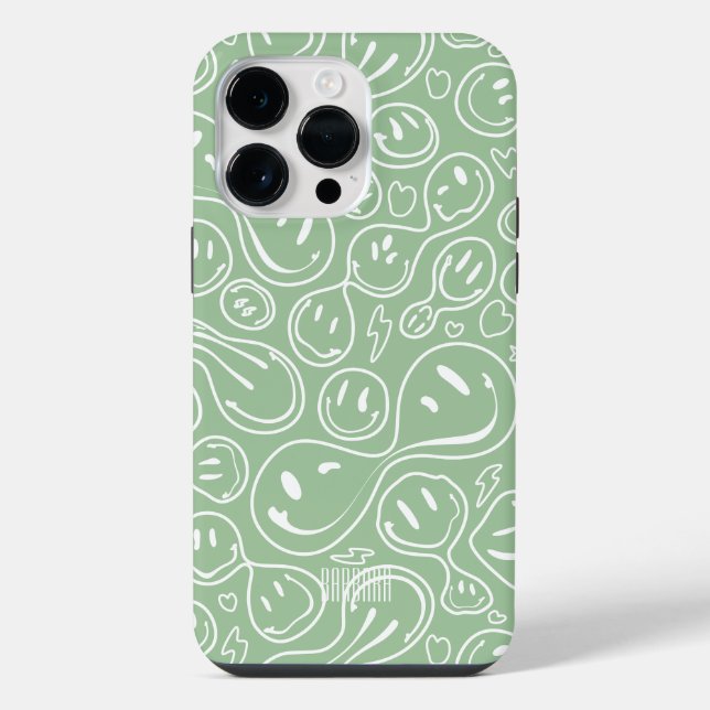 Sage Smile Smiling Face Pattern Stylish Modern  iPhone Case (Back)